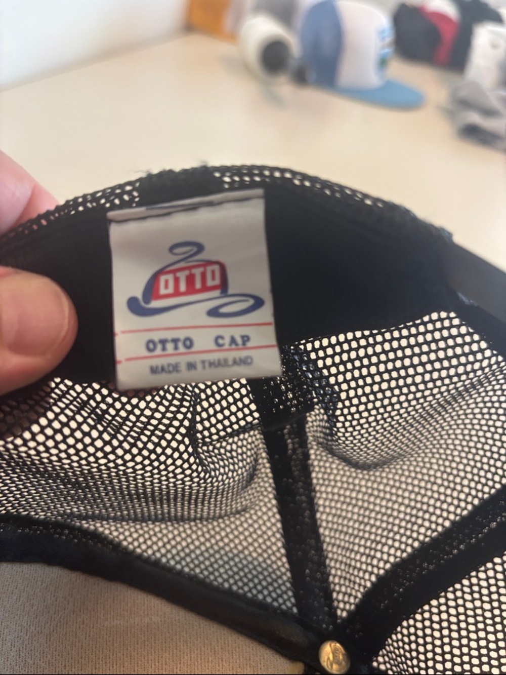 OTTO Black Operation Desert Storm Trucker Hat with Red and White Flag - Picture 3 of 4